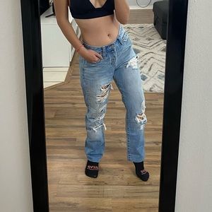 Mid/High-Rise Vintage Straight Ripped Jeans